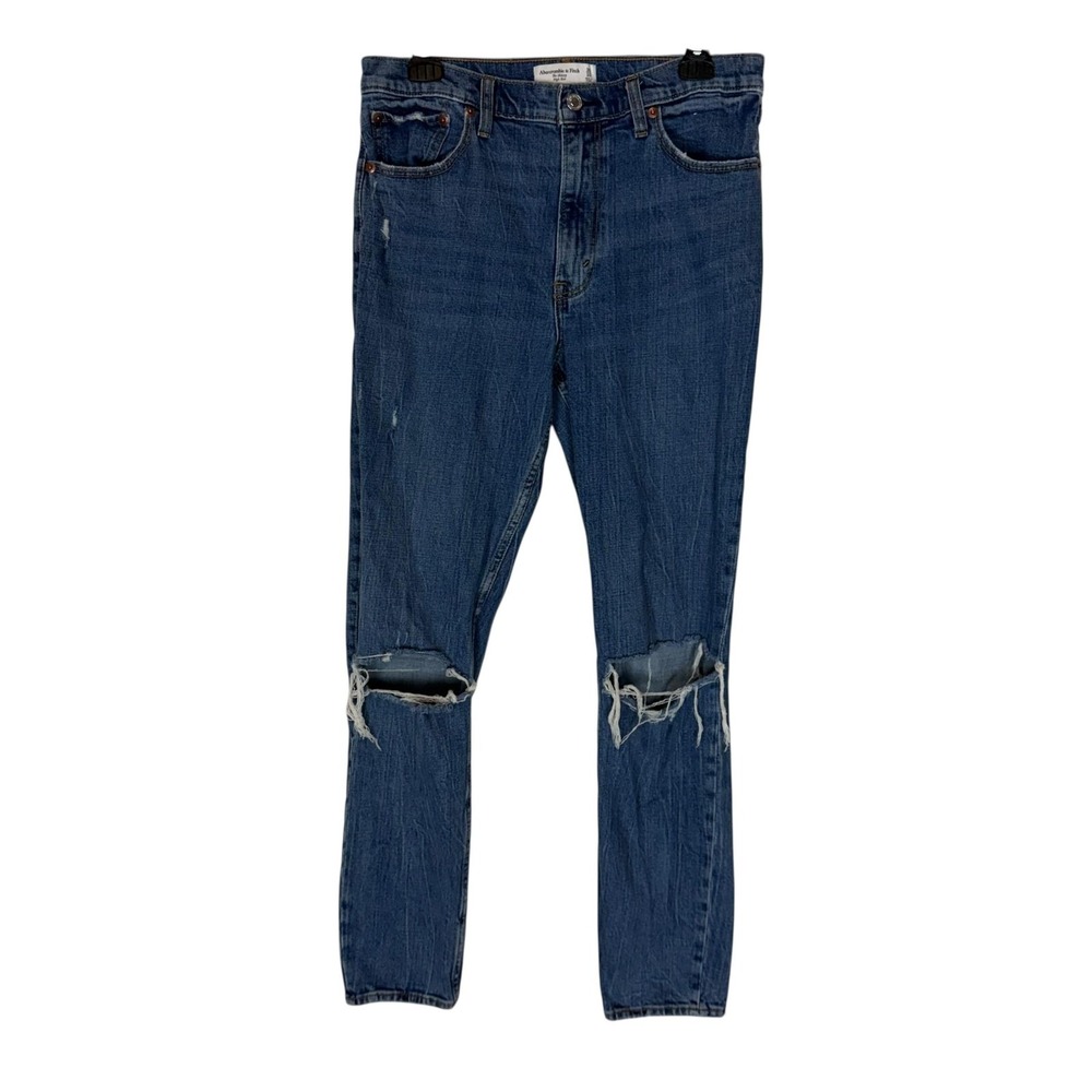 Abercrombie & Fitch Jeans Womens 10 Blue Skinny High Rise Distressed Stretch